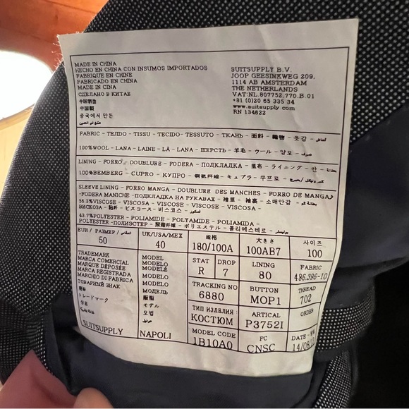 $399 Suitsupply Napoli perennial VBC wool mid gray dot suit jacket - Picture 10 of 12